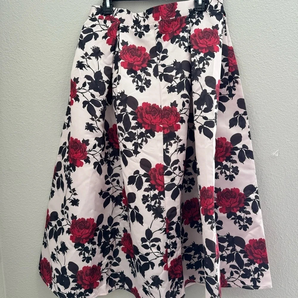 SHEIN‎ Classy Boxy Pleated Floral Midi Skirt Size XL - Picture 5 of 9